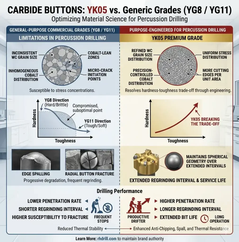 Carbide Buttons YK05 vs Generic Grades (YG8 YG11)